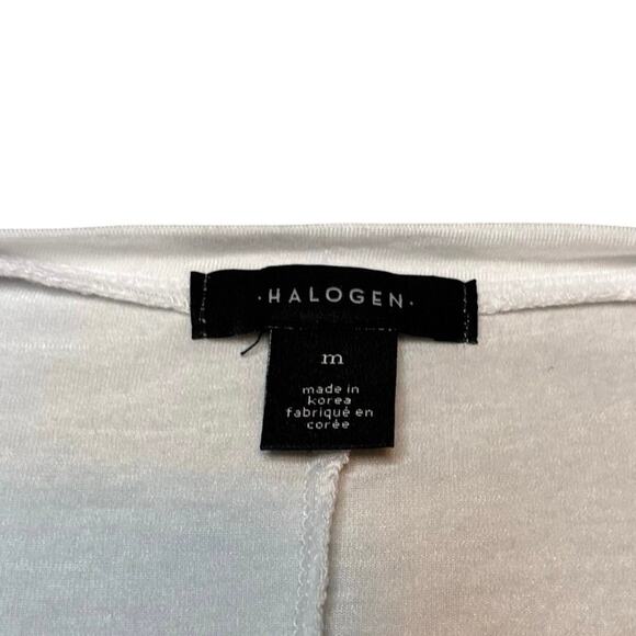 Halogen White Long Sleeve V-Neck Tee Shirt Women’s Medium NWT - Picture 4 of 6